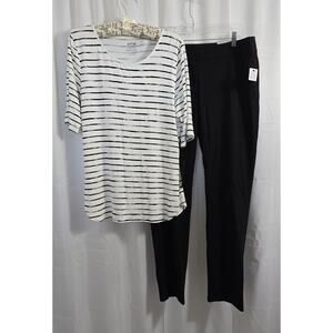 NWT 2pc Outfit - Liz Claiborne Pant & Apt 9 Striped Elbow Sleeve Sz L 1260